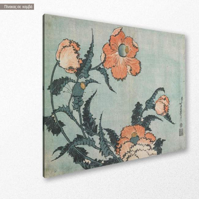 Πίνακας ζωγραφικής Poppies, Hokusai K, αντίγραφο σε καμβά, κοντινό