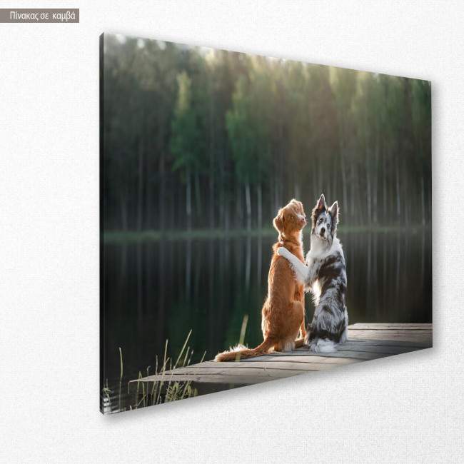Canvas print Dog friendship, side