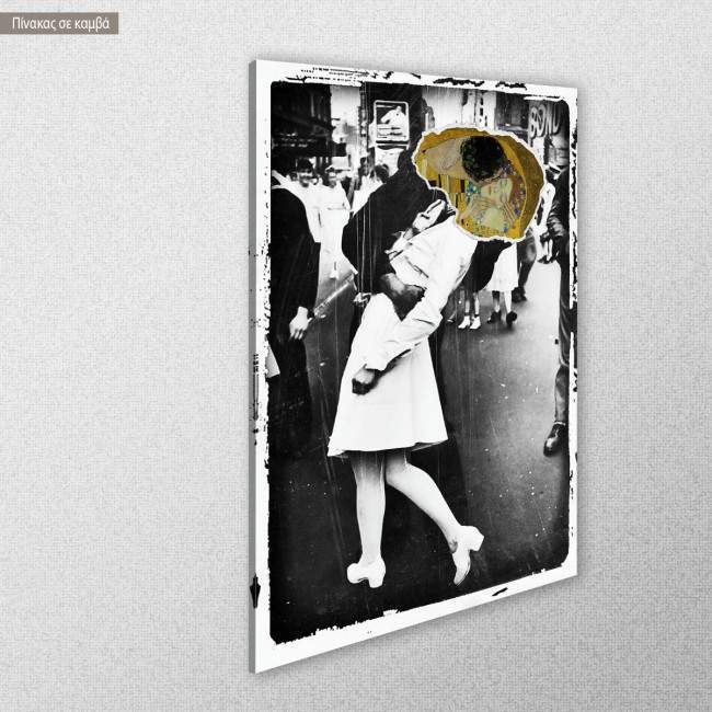 Canvas print The kiss after the war, (based on The kiss by Klimt G), side
