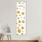 Wall stickers height measure Dots golden texture