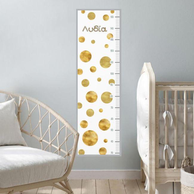Wall stickers height measure Dots golden texture