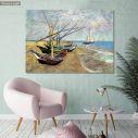 Πίνακας ζωγραφικής Fishing boats on the beach, Vincent van Gogh, αντίγραφο σε καμβά