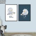 Kids canvas print Sleepy Owl, diptych