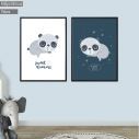 Kids canvas print Sleepy Panda, diptych