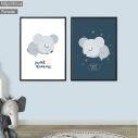 Kids canvas print Sleepy Mouse, diptych