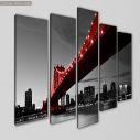 Canvas print Red Manhattan bridge five panels, side