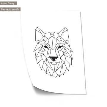 Geometric animals Wolf κάδρο, μαύρη κορνίζα 2