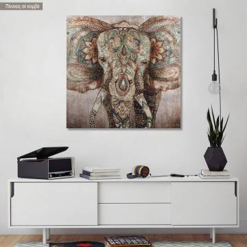 Πίνακας σε καμβά Elephant mixed media