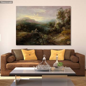 Canvas print Mountain landscape with bridge, Gainsborough Thomas