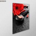 Canvas print spa stones & red flower, side