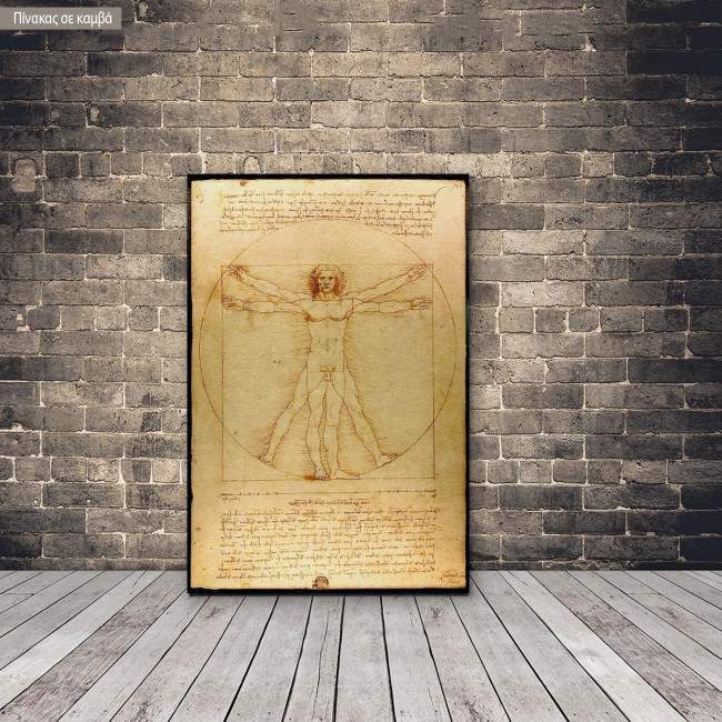Πίνακας ζωγραφικής The vitruvian man by Leonardo da Vinci, αντίγραφο σε καμβά