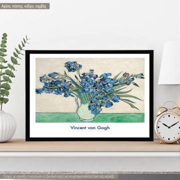 Framed poster Irises, Vincent van Gogh, Black Frame