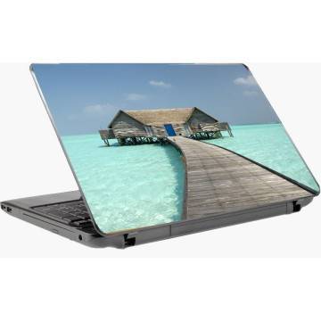 Εξωτικό σπίτι στην θάλασσα αυτοκόλλητο laptop