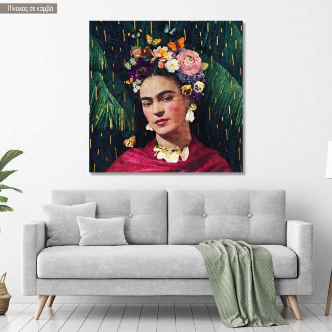 Πίνακας σε καμβά Tropical Frida τετράγωνο