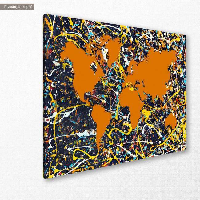 Abstract painting map I reart  (original by Pollock J.), canvas print, side