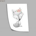 Poster Fox gray pink watercolor