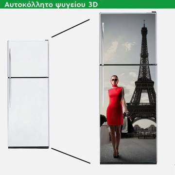 Αυτοκόλλητο ψυγείου Lady in red @ Eiffel