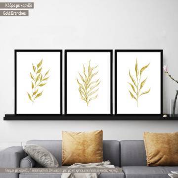 Gold Branches I, τρίπτυχο, τρίπτυχο, Αφίσα, κάδρο, καμβάς