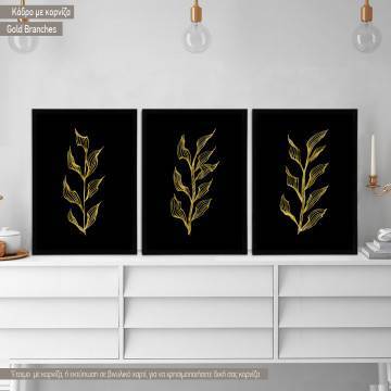 Gold Branches II, τρίπτυχο, Αφίσα, κάδρο, καμβάς