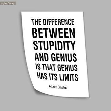 The difference between stupidity and genius, Einstein, κάδρο, μαύρη κορνίζα  2