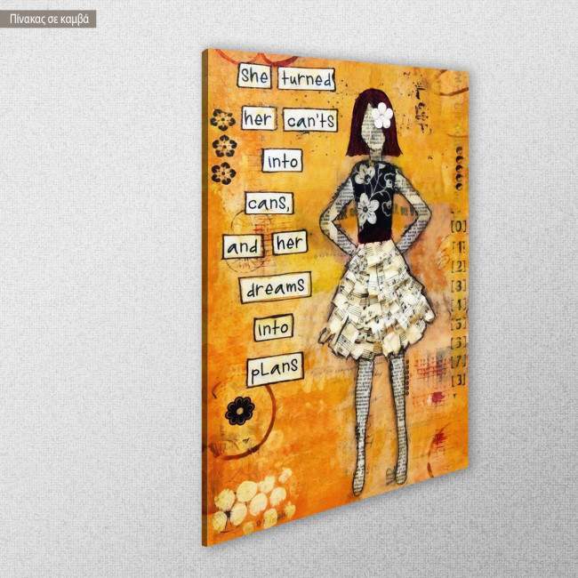 Canvas print Dreams into plans, side