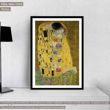 The kiss (portrait), Klimt Gustav, Black Frame