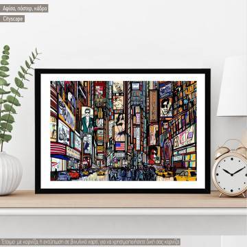 Framed poster Cityscape vector art, Black Frame
