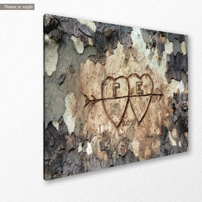 Canvas print Us (with initials), side