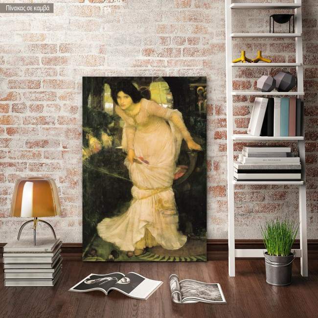 Canvas print The Lady of Shallot looking at Lancelot, Waterhouse J. W.