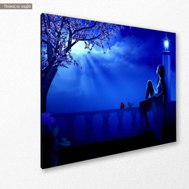 Πίνακας σε καμβά Blue night, κοντινό