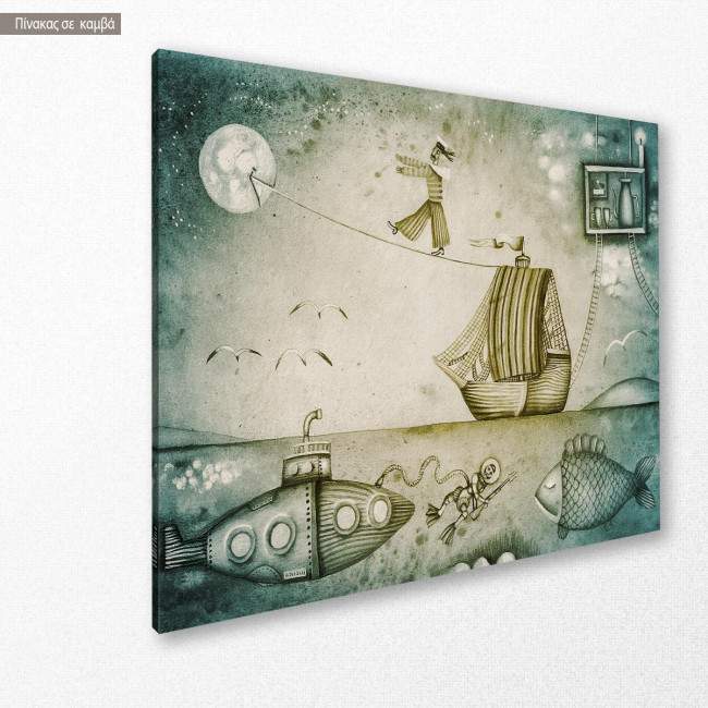 Πίνακας σε καμβά Dream journey by boat, κοντινό