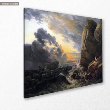 Πίνακας ζωγραφικής Shipwreck on a rocky coast, Dahl Johan Christian αντίγραφο σε καμβά 2