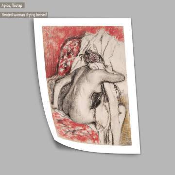 Seated woman drying herself, Degas E, Black Frame 2