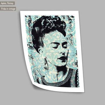 Frida in vintage,  κάδρο, μαύρη κορνίζα 2