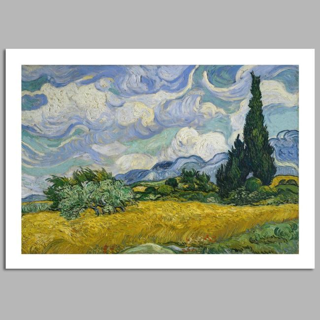 Canvas print Wheat field with cypresses Vincent van Gogh Framed canvas View 15
