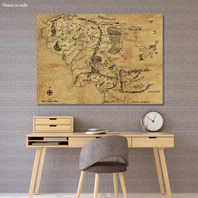 Middle Earth map reart, canvas print