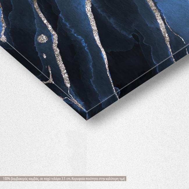 Canvas print Blue and silver marbled texture, detail