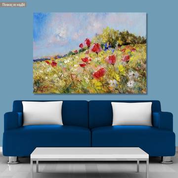 Πίνακας σε καμβά Παπαρούνες, Poppies in summer meadow