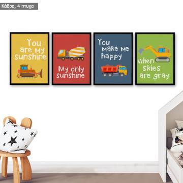 Canvas print You are my sunshine, construction theme