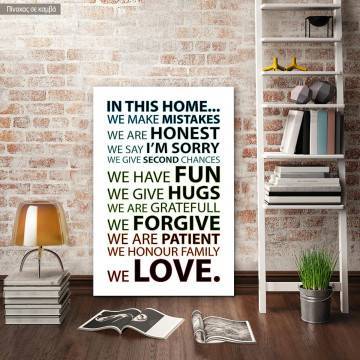 Canvas print In this home, house rules