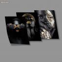 Poster Golden faces 3 ptych
