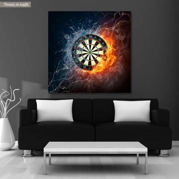 Canvas print Darts, fire and water