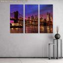 Πίνακας σε καμβά Brooklyn bridge and Manhattan at sunset, τρίπτυχος