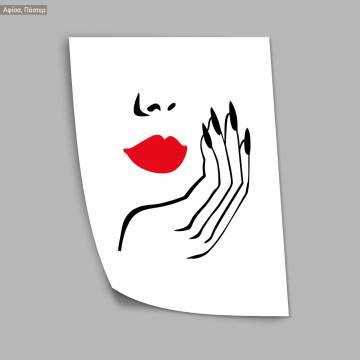 Red lips,  κάδρο, μαύρη κορνίζα 2