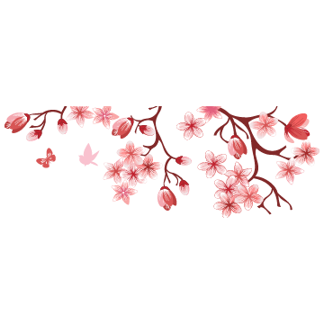 Wall stickers Flowers and butterflies, blossomed branch 2