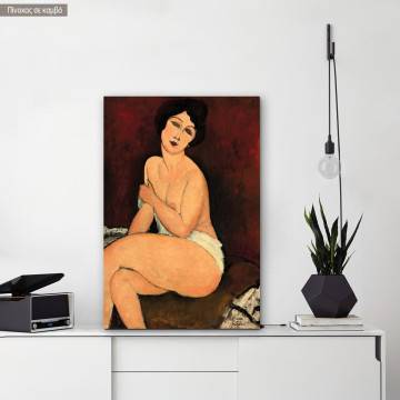 Πίνακας ζωγραφικής Sitting nude, Modigliani A, αντίγραφο σε καμβά