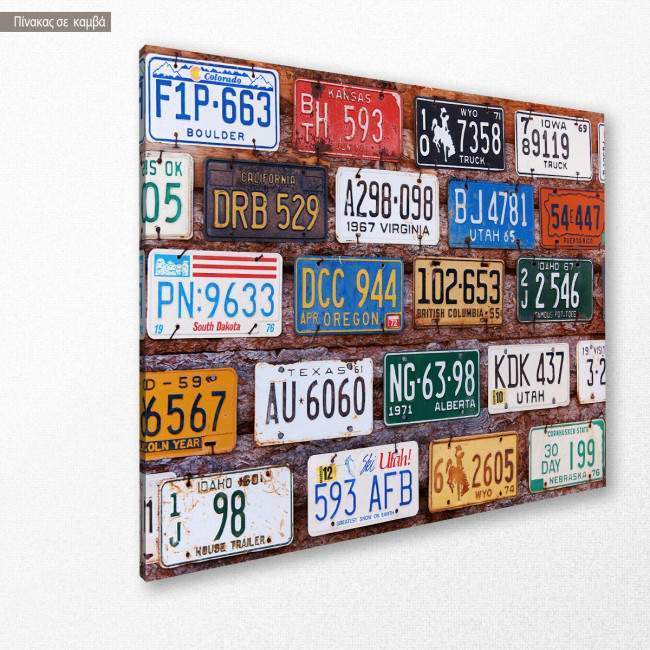Canvas print License plates, side