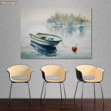 Πίνακας σε καμβά Βάρκα, Wooden boat on the river