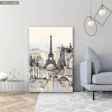 Canvas print Paris Eiffel tower in watercolor Framed canvas View 1 2