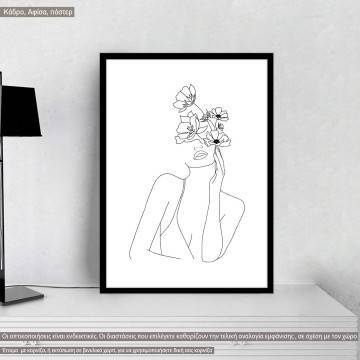 Woman and flowers, poster